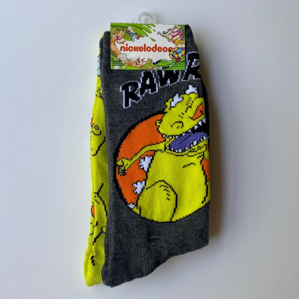 NEW 2 PAIR NICKELODEON Rugrats Reptar Men Socks